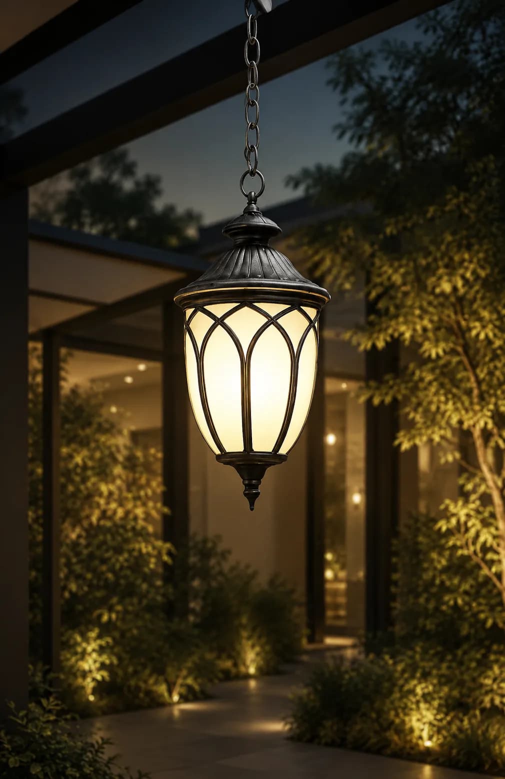 Black Arched Outdoor Hanging Lantern