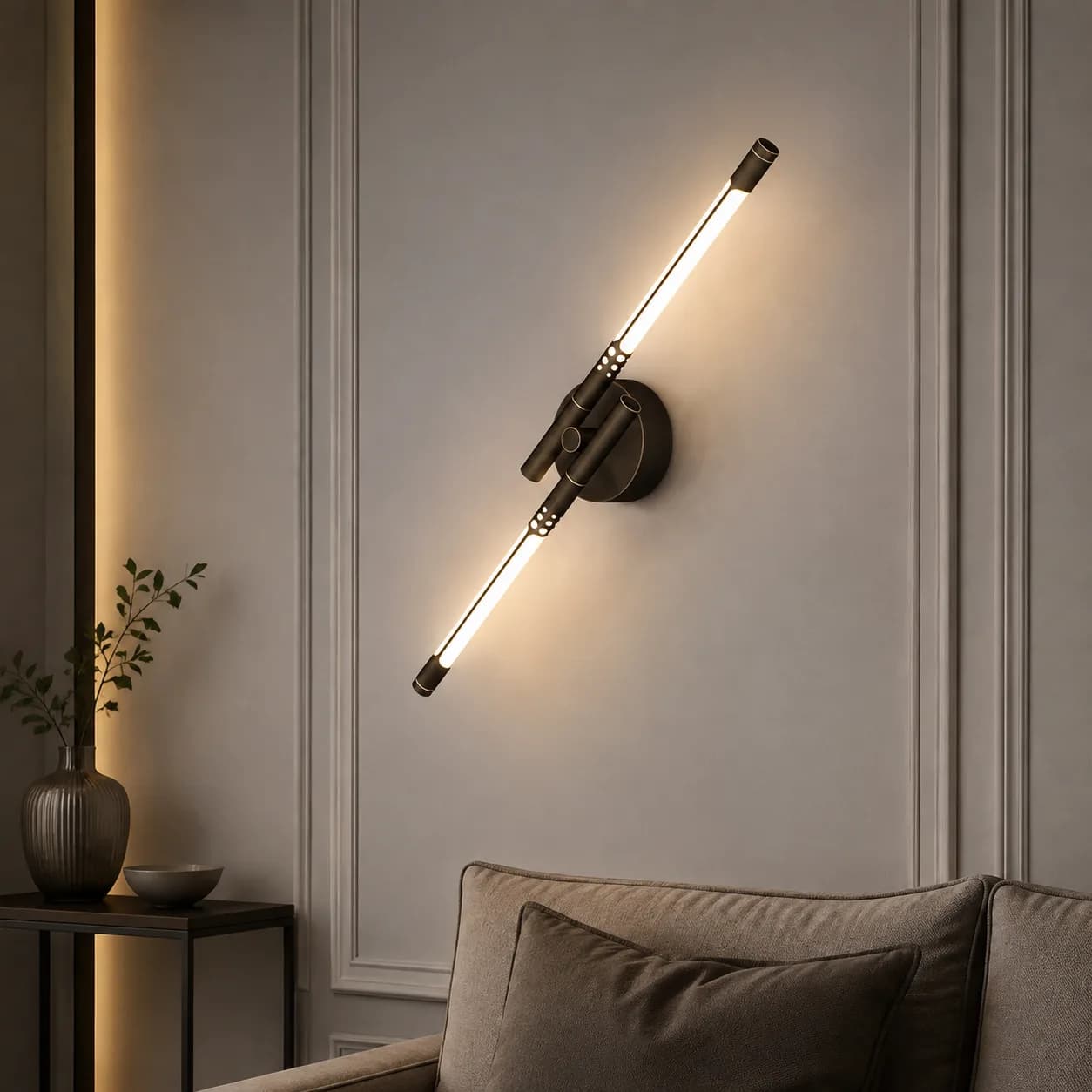 Double Tube Wall Sconce with Warm Light