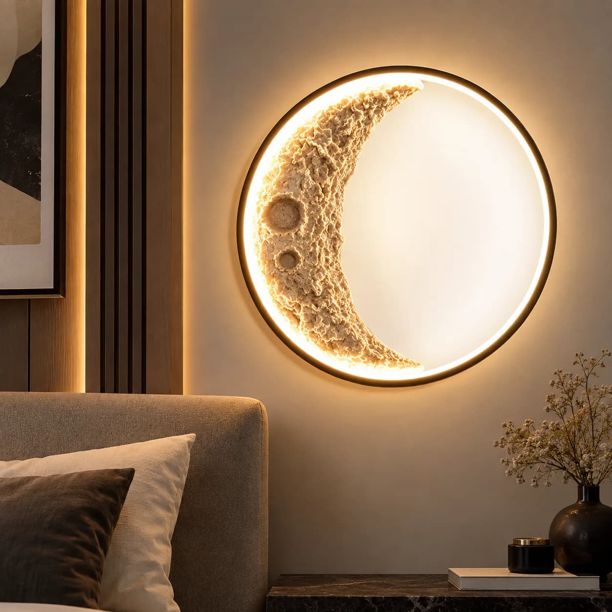 Round Crescent Moon Wall Sconce