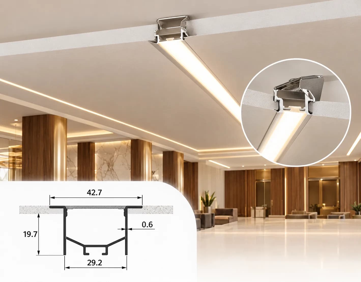بروفيل ألمنيوم غاطس للإنارة LED