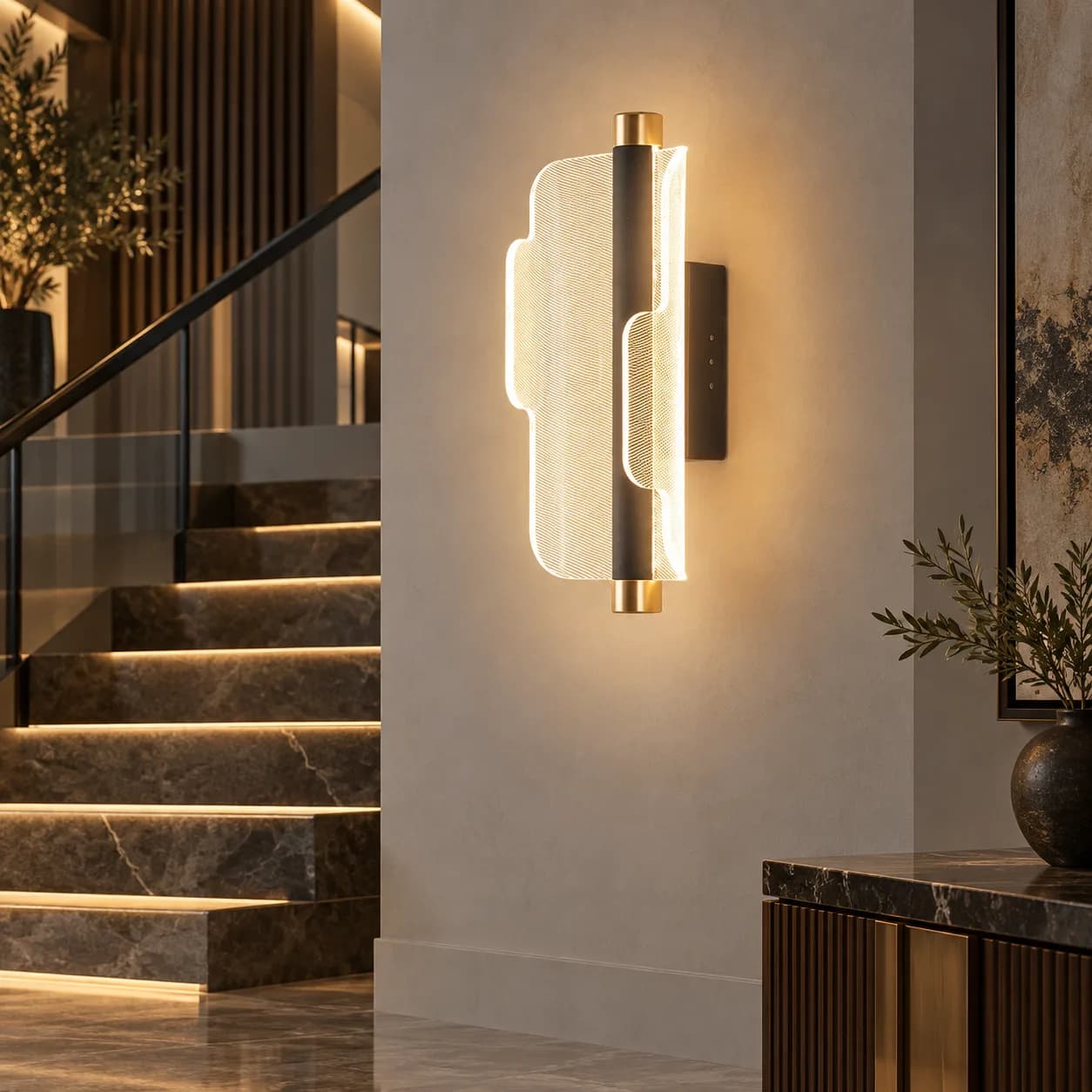 Black and Gold Warm Glow Wall Sconce