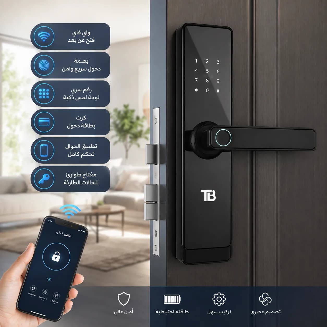 قفل باب ذكي يدعم الواي فاي