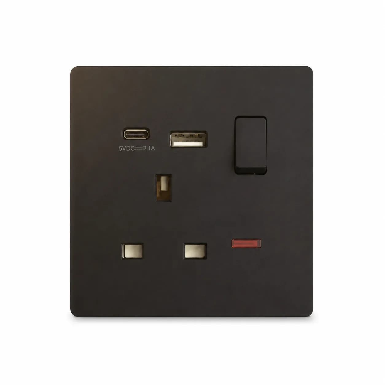 مقبس MKN أسود مطفي مع USB وType-C
