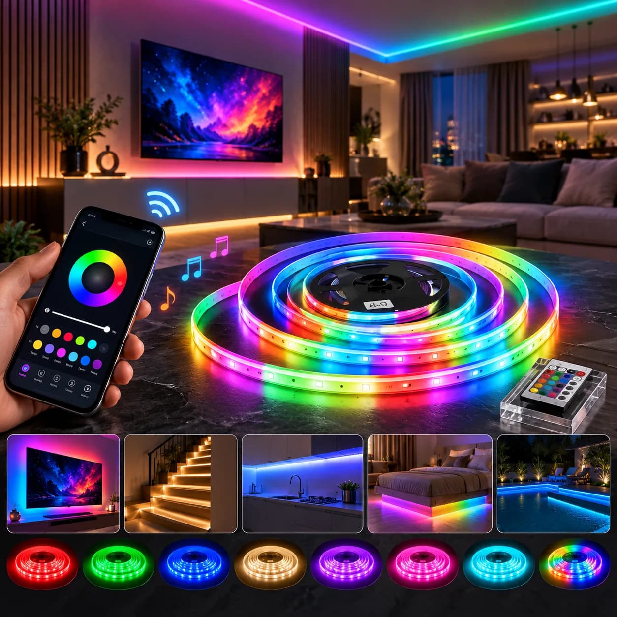 Smart RGB LED Strip App-Controlled