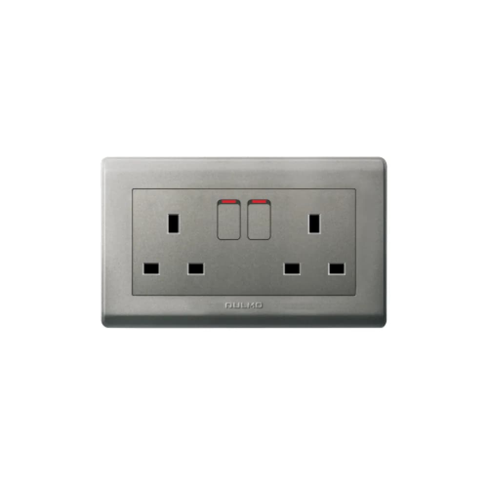 AULMO Double Socket with Switch Grey