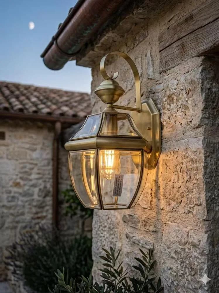 Outdoor Brass Lantern with E27 Socket