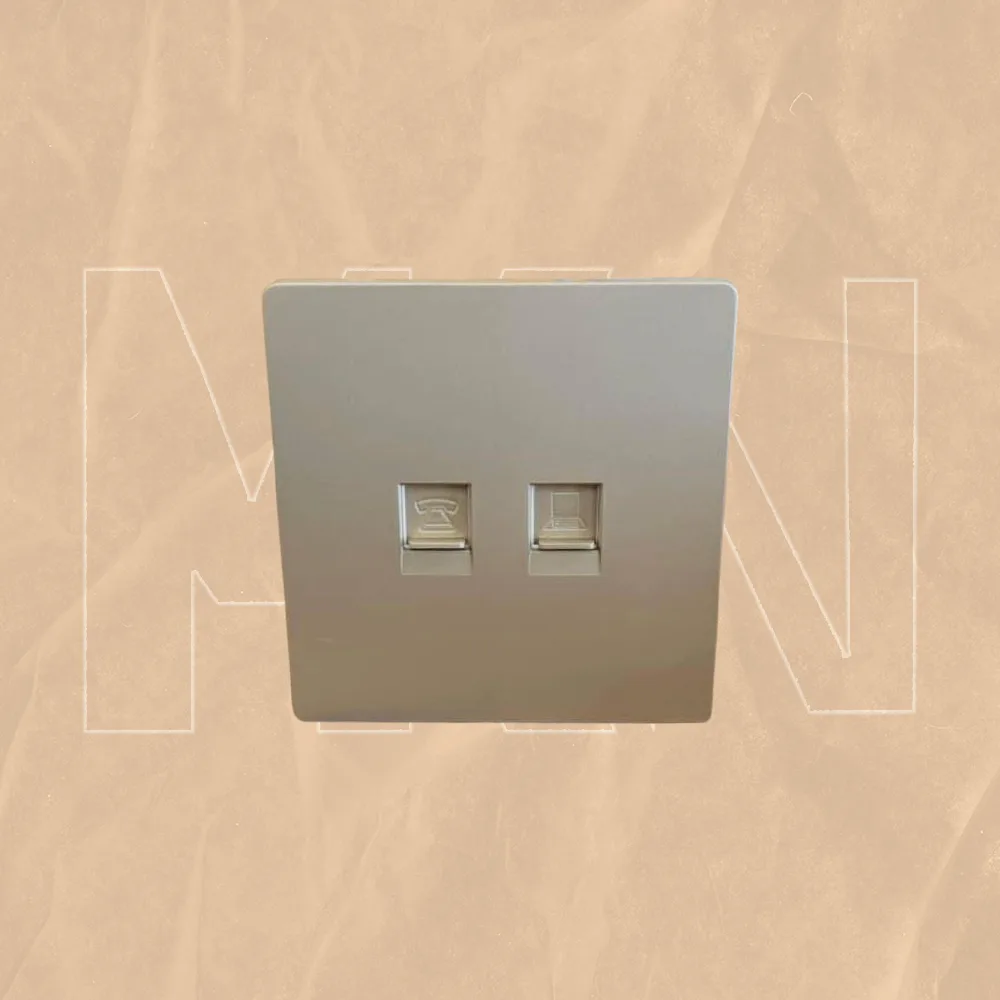 فيش تلفون + كمبيوتر ذهبي CAT6 + CAT3 من MKN