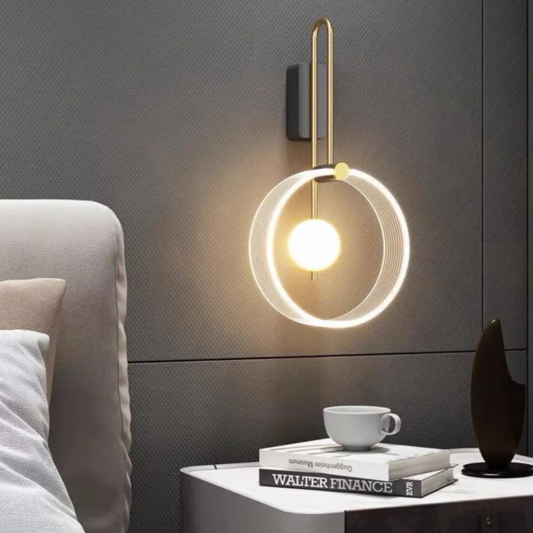 Modern LED Ring Wall Sconce with Luminous Sphere (3 Lights)