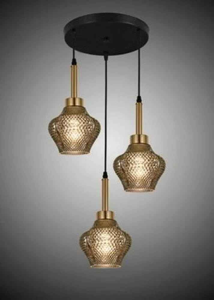 Triple Smoke Pendant Light